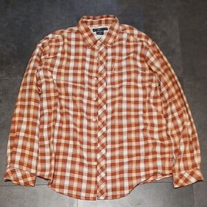 Exofficio Large Red White And Yellow Plaid Long Sleeve Shirt Sze Large